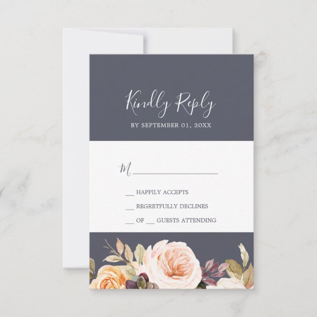 Rustic Earth Florals | Purple Simple RSVP Card (Front)