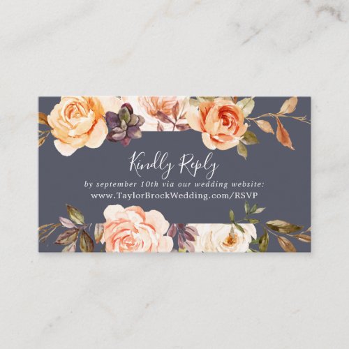 Rustic Earth Florals  Purple Wedding Website RSVP Enclosure Card