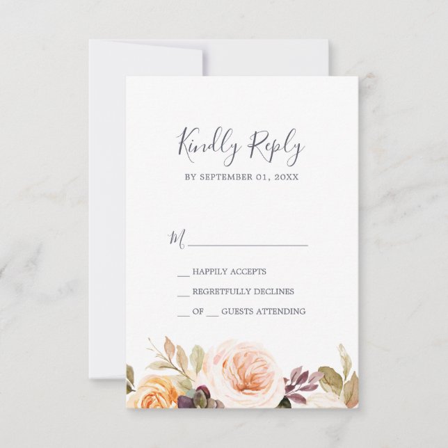 Rustic Earth Florals Simple RSVP Card (Front)