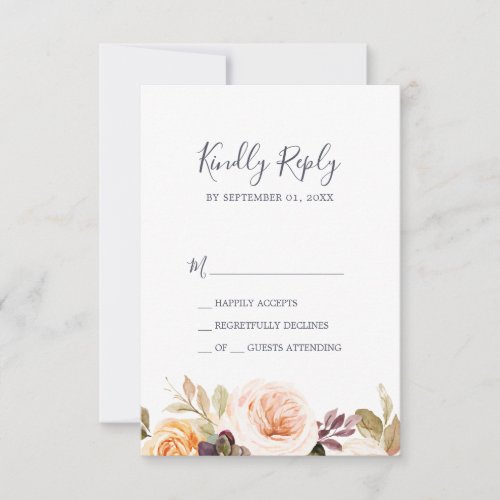 Rustic Earth Florals Simple RSVP Card