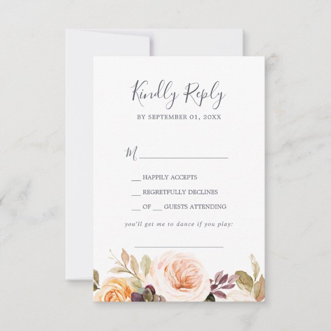Rustic Earth Florals Song Request RSVP Card (Front)