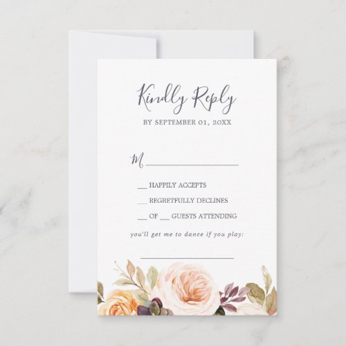 Rustic Earth Florals Song Request RSVP Card