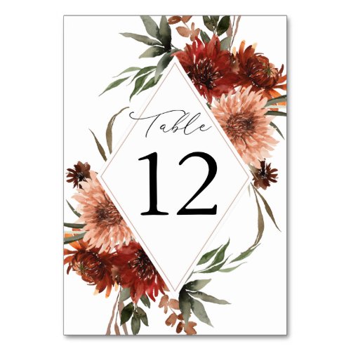 Rustic Earth Florals Table Number