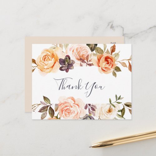 Rustic Earth Florals Thank You Postcard