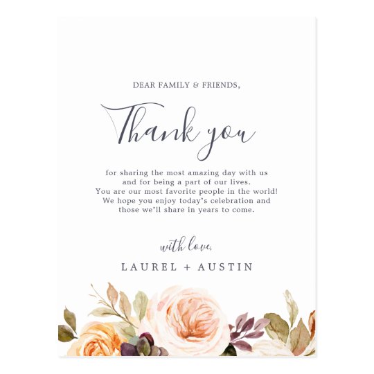 Rustic Earth Florals Thank You Reception Card | Zazzle.com