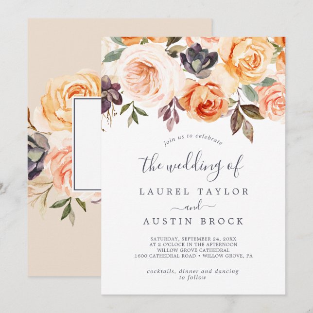 Rustic Earth Florals The Wedding Of Invitation (Front/Back)