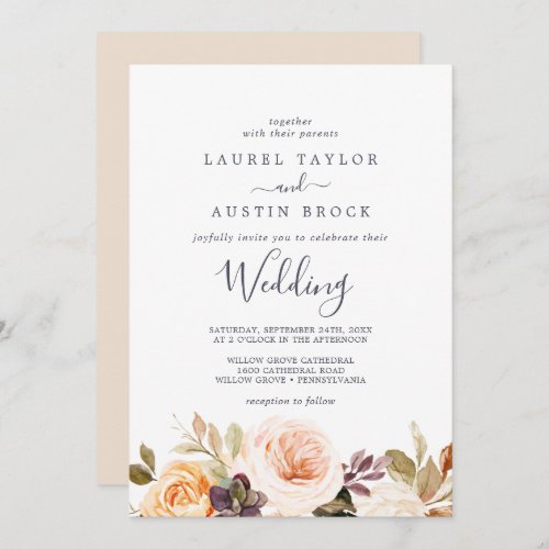 Rustic Earth Florals Wedding Invitation