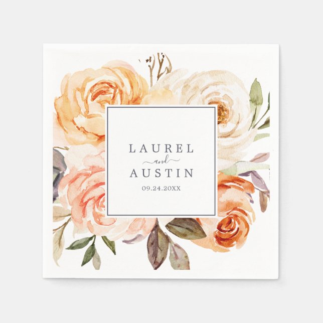 Rustic Earth Florals Wedding Napkins (Front)