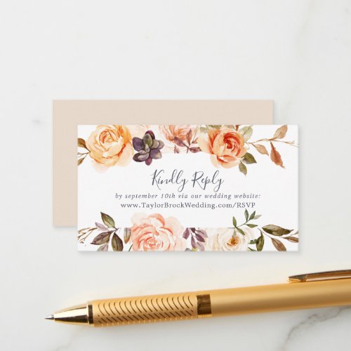 Rustic Earth Florals Wedding Website RSVP Enclosure Card