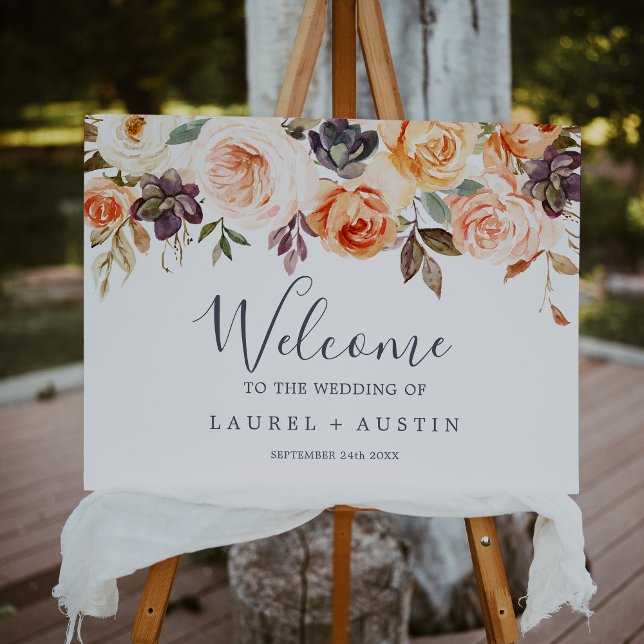 Rustic Earth Florals Wedding Welcome Foam Board (Creator Uploaded)