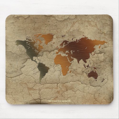 Rustic Earth Map of The World Arty Mousepad
