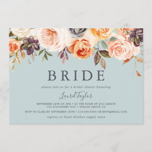 Rustic Earth   Mint Horizontal Bride Bridal Shower Invitation
