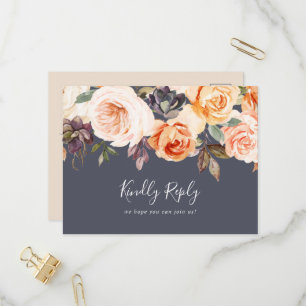 Rustic Earth Purple Menu Choice RSVP Postcard