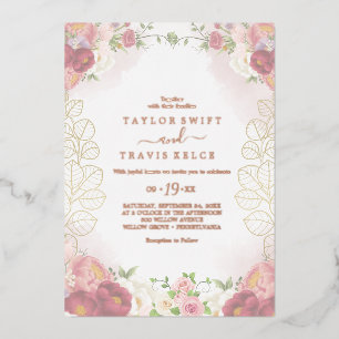 Rustic Earth   Rose Gold Foil All-In-One Wedding  Invitation