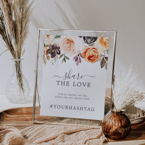 Rustic Earth Share The Love Wedding Hashtag Sign