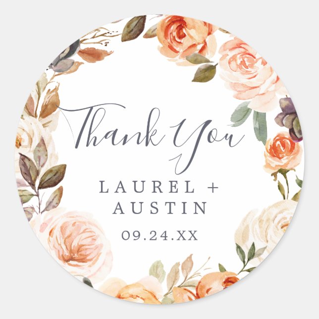Rustic Earth Thank You Wedding Favor Sticker (Front)
