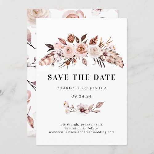 Rustic Earth_tone Boho Florals Photo Save the Date