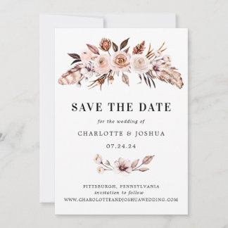 Rustic Earth-tone Boho Photo Save the Date Invitation