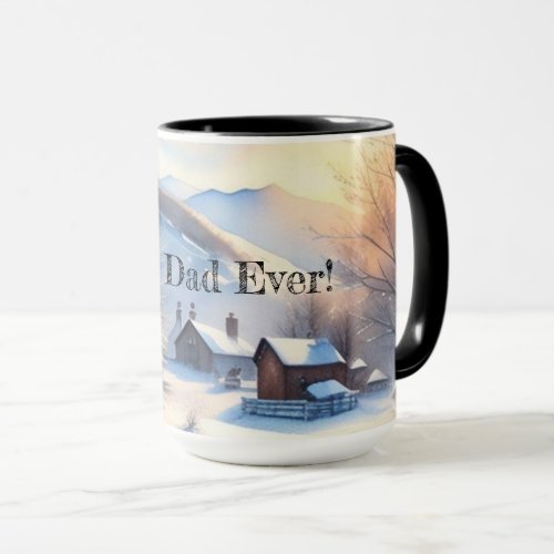 Rustic earth tone watercolor mountain farm mug