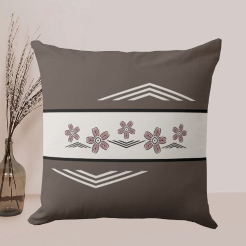 Rustic Earth Tones Cherry Blossom Throw Pillow