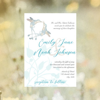 Rustic Earth Tones Hummingbird Kiss Love Birds Invitation