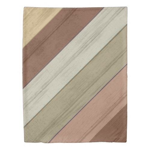 Rustic Earthtone Wood Stripe Pattern Duvet Cover