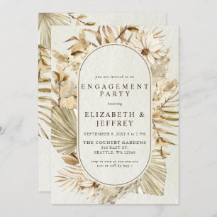 Rustic Earthy Boho Pampas Engagement Party Invitation