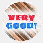 [ Thumbnail: Rustic, Earthy Brown, Beige and Grey Stripes Round Sticker ]