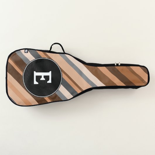Rustic, Earthy Brown, Beige and Grey Stripes Guitar Case (Front)