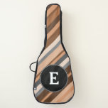 [ Thumbnail: Rustic, Earthy Brown, Beige and Grey Stripes Guitar Case ]