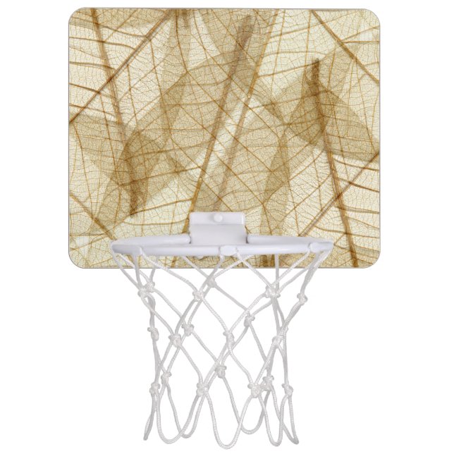 Rustic Earthy Cream Beige Leaves Mini Basketball Hoop (Front)