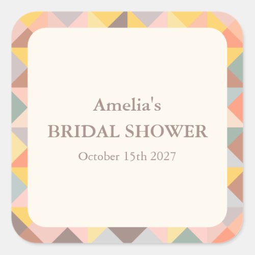 Rustic Earthy Fall Neutrals Custom Bridal Shower Square Sticker