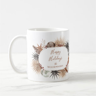Rustic Earthy Family Name Holiday Coffee Mug