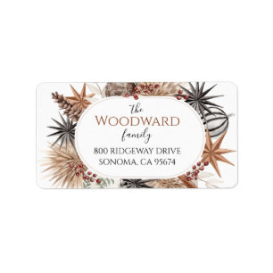 Rustic Earthy Holiday Return Address Label