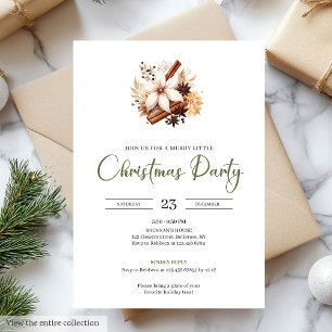 Rustic Earthy Olive Ivory Christmas Party Invite