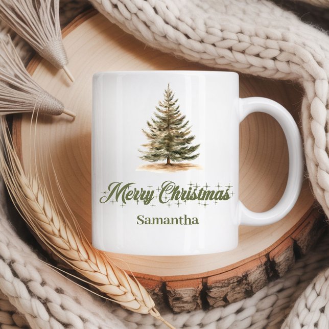 Rustic earthy Scandinavian art custom name Xmas Coffee Mug (Rustic earthy Scandinavian art custom name christmas mug

)