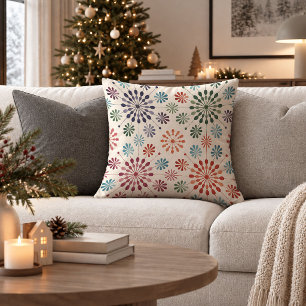 Rustic Earthy Scandinavian Snowflake Throw Pillow