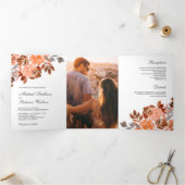 Rustic Earthy Terracotta Floral Wedding Tri-Fold Invitation (Inside)
