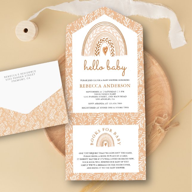 Rustic Earthy Watercolor Boho Rainbow Baby Shower All In One Invitation (Creator Uploaded)