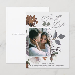 Rustic Earthy Watercolor Bouquet Save the Date Invitation Postcard