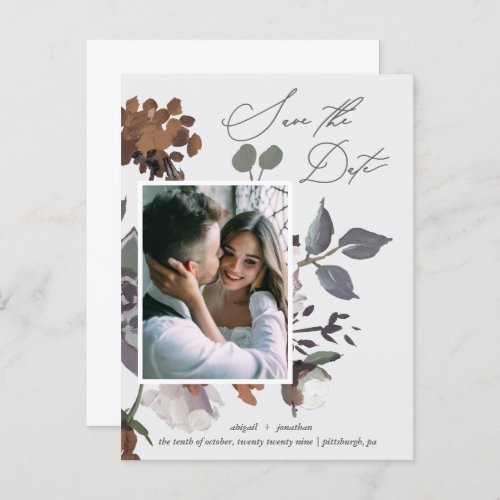 Rustic Earthy Watercolor Bouquet Save the Date Invitation Postcard