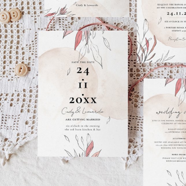 Rustic Earthy Watercolor Floral Wedding Save The Date (Creator Uploaded)
