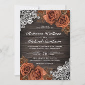 Rustic Earthy Wood Dusty Terracotta Rose Wedding Invitation (Front)