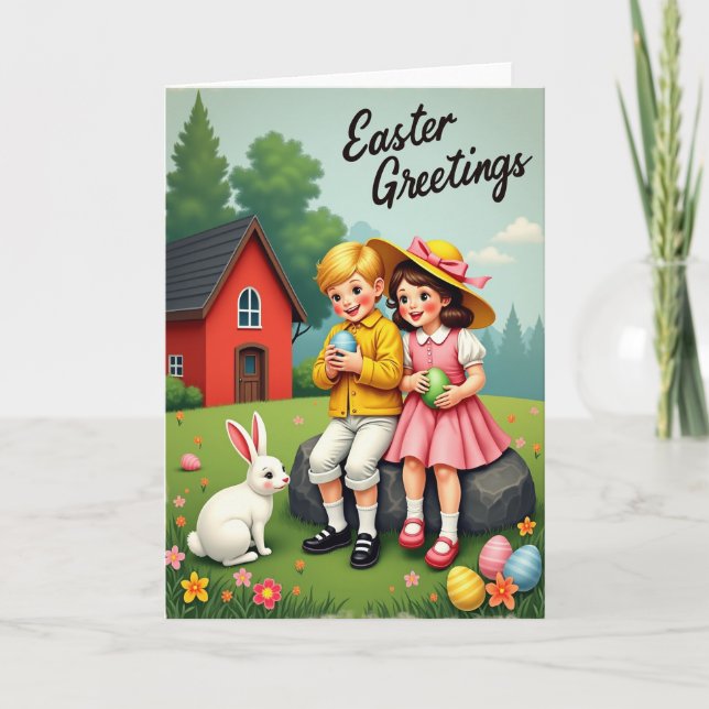 Rustic Easter Joy Faux Gold Foil Card (Front)