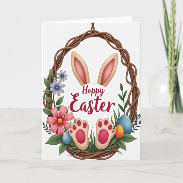 Rustic Easter Wreath Card (Front)