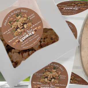 Rustic Eco Friendly Homemade Pecan Cookies Label
