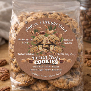 Rustic Eco Friendly Homemade Pecan Cookies Label