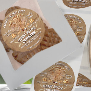Rustic Eco Friendly Peanut Butter Cookie Packaging Classic Round Sticker