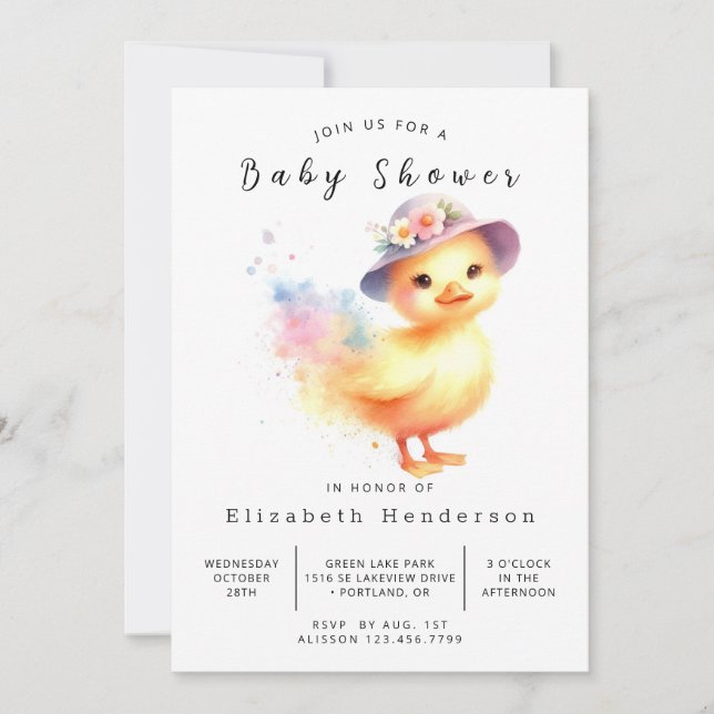 Rustic Editable Duck Baby Shower  Invitation (Front)