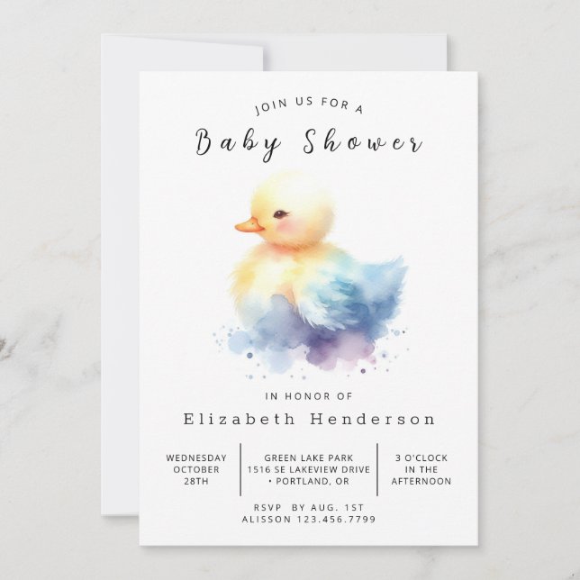 Rustic Editable Duck Baby Shower Invitation (Front)
